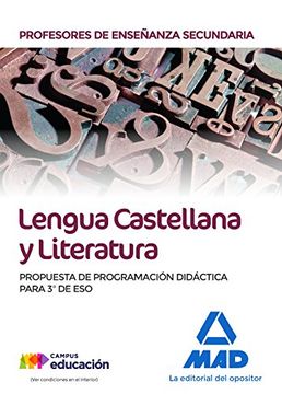 portada Profesores de Enseñanza Secundaria Lengua Castellana y Literatura. Propuesta de Programacion Didactica Para 3º de eso