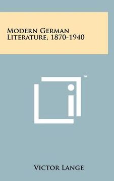 portada modern german literature, 1870-1940 (en Inglés)