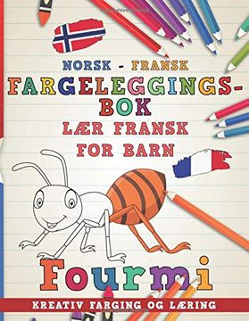 portada Fargeleggingsbok Norsk - Fransk i lær Fransk for Barn i Kreativ Farging og Læring (Lære Språk) 