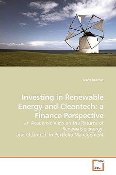 portada investing in renewable energy and cleantech: a finance perspective (en Inglés)