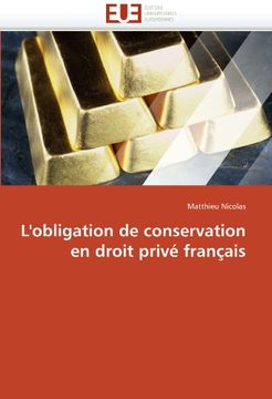 portada L'Obligation de Conservation En Droit Prive Francais