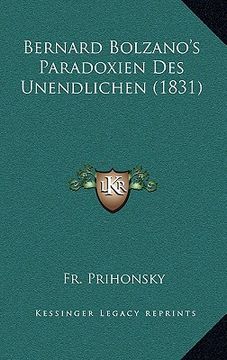 portada Bernard Bolzano's Paradoxien Des Unendlichen (1831) (en Alemán)