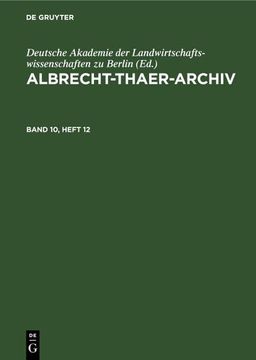portada Albrecht-Thaer-Archiv. Band 10, Heft 12 (en Alemán)