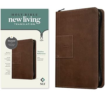 portada Nlt Thinline Reference Zipper Bible, Filament Enabled Edition (Red Letter, Leatherlike, Atlas Rustic Brown) (en Inglés)