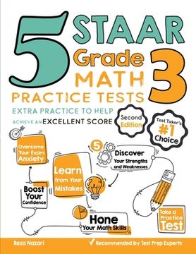 portada 5 STAAR Grade 3 Math Practice Tests: Extra Practice to Help Achieve an Excellent Score (en Inglés)