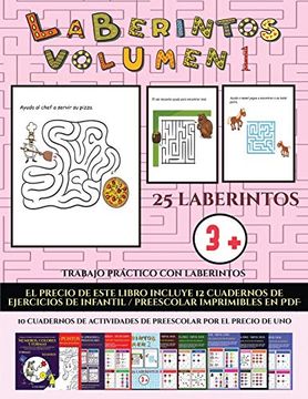 portada Trabajo Práctico con Laberintos (Laberintos - Volumen 1): (25 Fichas Imprimibles con Laberintos a Todo Color Para Niños de Preescolar (in Spanish)