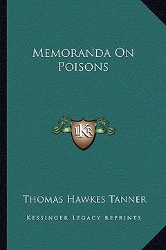 portada memoranda on poisons (in English)