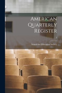 portada American Quarterly Register; 3 (en Inglés)