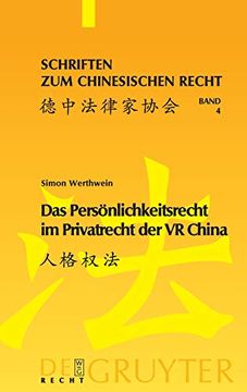 portada Das Persönlichkeitsrecht im Privatrecht der vr China (in German)