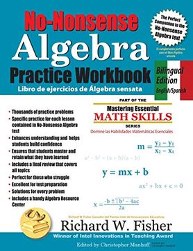 portada No-Nonsense Algebra Practice Workbook: Bilingual Edition, English-Spanish
