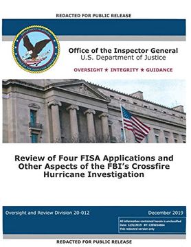 portada Office of the Inspector General Report: Review of Four Fisa Applications and Other Aspects of the Fbi's Crossfire Hurricane Investigation 