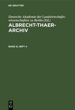 portada Albrecht-Thaer-Archiv. Band 9, Heft 4 (en Alemán)