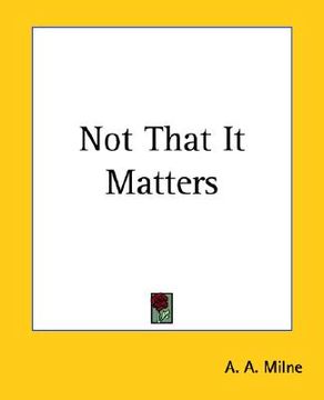 portada not that it matters (in English)