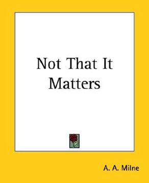 portada not that it matters (en Inglés)