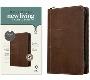 portada NLT Thinline Reference Zipper Bible, Filament-Enabled Edition (Leatherlike, Atlas Rustic Brown, Indexed, Red Letter)