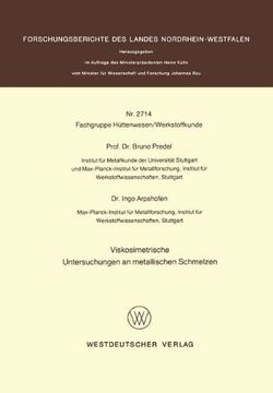 portada Viskosimetrische Untersuchungen an metallischen Schmelzen (Forschungsberichte des Landes Nordrhein-Westfalen) (German Edition)