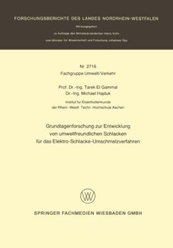 portada Grundlagenforschung zur Entwicklung von umweltfreundlichen Schlacken für das Elektro-Schlacke-Umschmelzverfahren (Forschungsberichte des Landes Nordrhein-Westfalen) (German Edition)