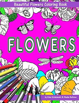 portada Beautiful Flowers With Butterflies and Dragonflies Coloring Book for Children: Fun for Kids and Parents (Coloring Books for Children) (Volume 1) 