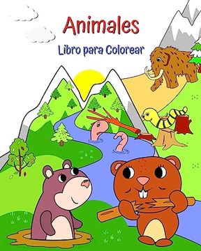 portada Animales Libro para Colorear: Fotos de animales en un paisaje maravilloso para niñas y niños.