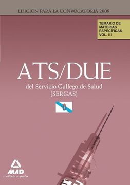 portada ats/due del servicio gallego de salud (sergas). temario de materias específicas. volumen iii