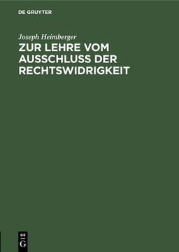 portada Zur Lehre vom Ausschluss der Rechtswidrigkeit (in German)