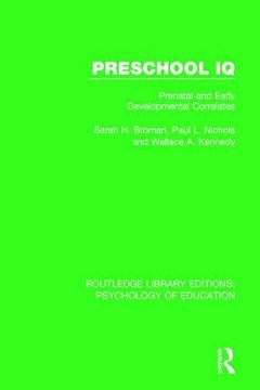 portada Preschool IQ: Prenatal and Early Developmental Correlates (in English)