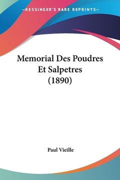 portada Memorial Des Poudres Et Salpetres (1890) (en Francés)