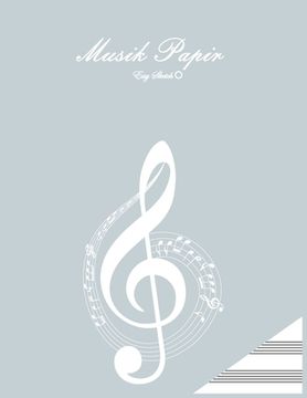 portada musik paper: A4, 11 x 8,5 inch, 100 sider. 13 stave pr. Side, blåt omslag, muzic-nøgle, clef, moderne, med illustration.