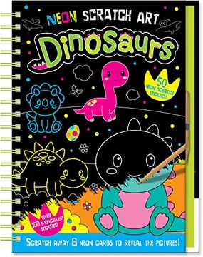 portada Neon Scratch art Dinosaurs (en Inglés)