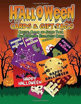 portada Halloween Cards & Gift Tags: Create, Color and Share Your own Handmade Halloween Cards: Halloween Coloring Book for Kids, Adults and Seniors With. Day (Fall Coloring Book of Cards) (Volume 1) (en Inglés)