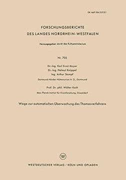 portada Wege zur automatischen Überwachung des Thomasverfahrens (Forschungsberichte des Landes Nordrhein-Westfalen)