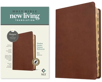 portada Holy Bible: New Living Translation, Rustic Brown, Leatherlike, Filament, Thinline Center-Column Reference Bible (en Inglés)