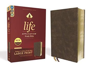 portada Niv, Life Application Study Bible, Third Edition, Large Print, Bonded Leather, Brown, red Letter Edition (en Inglés)