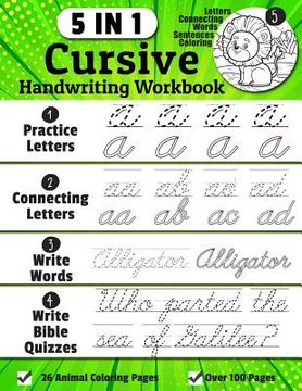 portada Cursive Handwriting Workbook: 5-in-1 Cursive Handwriting Practice Books Beginning to Master For Kids: Tracing Letters, Connecting Cursive Letters, W (in English)
