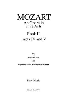 portada Mozart (An Opera in Five Acts after Mozart): Book II Acts IV and V