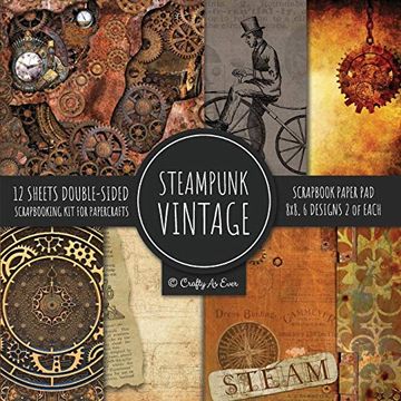 portada Vintage Steampunk Scrapbook Paper pad 8x8 Scrapbooking kit for Papercrafts, Cardmaking, diy Crafts, old Retrofuturistic Theme, Vintage Design 