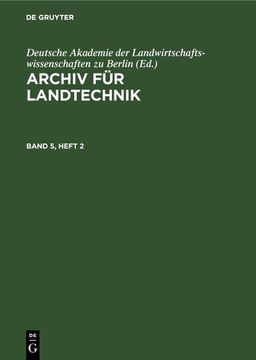 portada Archiv für Landtechnik. Band 5, Heft 2 (en Alemán)