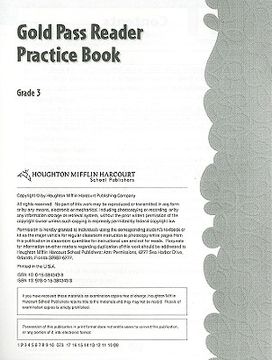 portada gold pass reader practice book, grade 3