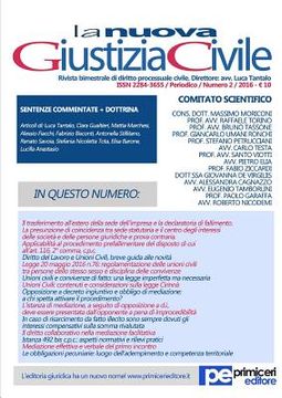 portada La Nuova Giustizia Civile (Numero 2, Anno 2016) (in Italian)