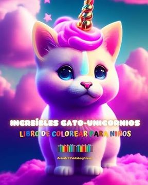 portada Increíbles gato-unicornios Libro de colorear para niños Adorables criaturas fantásticas llenas de amor: Felices gato-unicornios que impulsan la creati
