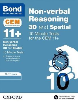 portada Bond 11+: CEM 3D Non-Verbal Reasoning 10 Minute Tests: 10-11 Years (Paperback) (in English)
