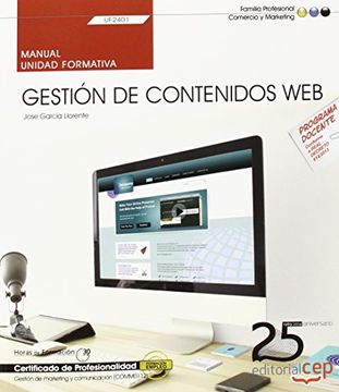 portada Manual de Gestión de Contenidos web: Certificados de Profesionalidad: Gestión de Marketing y Comunicación