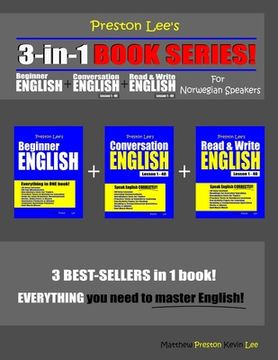 portada Preston Lee's 3-in-1 Book Series! Beginner English, Conversation English & Read & Write English Lesson 1 - 40 For Norwegian Speakers (en Inglés)