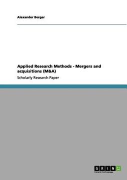 portada applied research methods - mergers and acquisitions (m&a) (en Inglés)