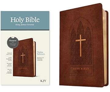 portada Kjv Thinline Reference Bible, Filament Enabled Edition (Red Letter, Leatherlike, Reverent Cross Dark Brown) 