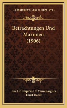 portada Betrachtungen Und Maximen (1906) (en Alemán)