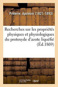 portada Recherches sur les Propriétés Physiques et Physiologiques du Protoxyde D'azote Liquéfié (Sciences) 