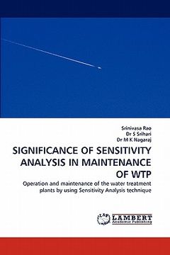 portada significance of sensitivity analysis in maintenance of wtp (en Inglés)