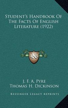 portada student's handbook of the facts of english literature (1922) (en Inglés)