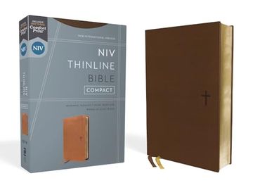 portada Niv, Thinline Bible, Compact, Leathersoft, Brown, red Letter, Comfort Print (en Inglés)
